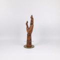 DLW480 Antique dark brown Dummy Wooden Hand Mannequin Display with titanium base joints adjustable beech wood 29cm hand length